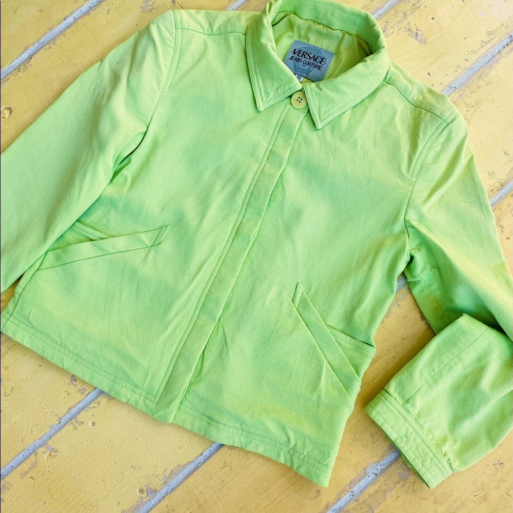 Vintage Versace lime jeans jacket sz 28/42
